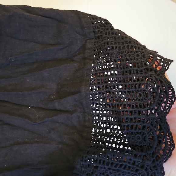 Ripcurl Summer Dress Black Womens XL NWT Oversized Cold Shoulder Crochet Detail - Picture 8 of 9